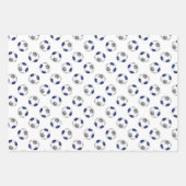 Coördinerende sportset Blauwgrijze voetballen Inpakpapier Vel (Voorkant 3)