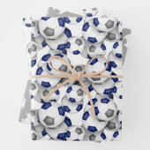 Coördinerende sportset Blauwgrijze voetballen Inpakpapier Vel (In situ)