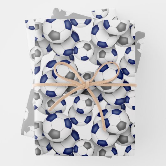 Coördinerende sportset Blauwgrijze voetballen Inpakpapier Vel (In situ)