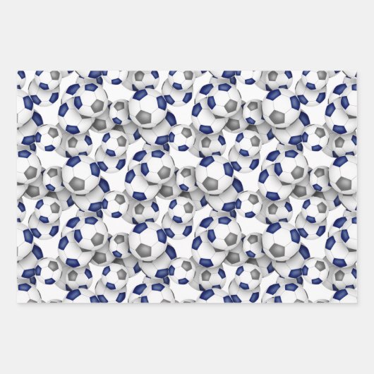 Coördinerende sportset Blauwgrijze voetballen Inpakpapier Vel (Voorkant)
