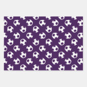 Coördinerende sportset paarse witte voetballen inpakpapier vel (Voorkant 2)