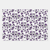 Coördinerende sportset paarse witte voetballen inpakpapier vel (Voorkant)