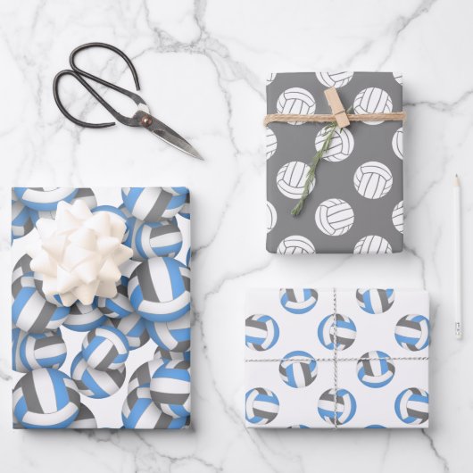 Coördinerende teamkleuren Lt blauw grijs volleybal Inpakpapier Vel (Voorkant)