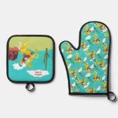 Coördinerende Westerne Cowgirl gepersonaliseerd Ovenwant & Pannenlap Set (Voorkant)