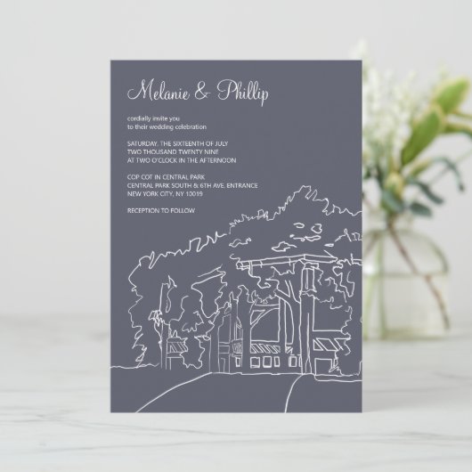 Cop Cot Central Park Wedding Kaart (Staand voorkant)