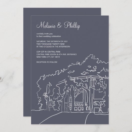 Cop Cot Central Park Wedding Kaart (Voorkant / Achterkant)