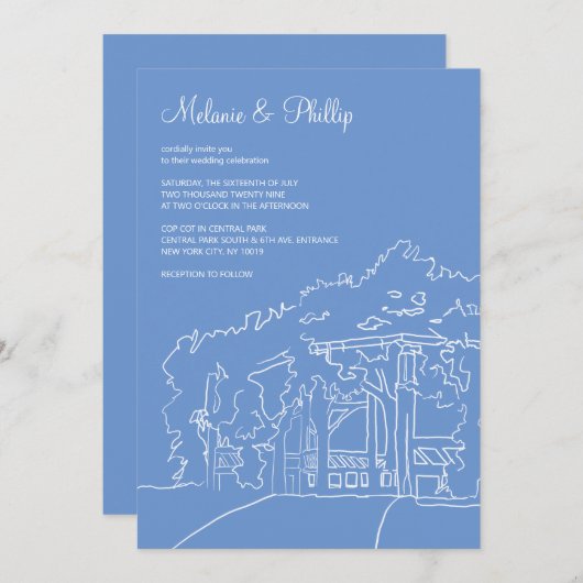 Cop Cot Central Park Wedding Kaart (Voorkant / Achterkant)