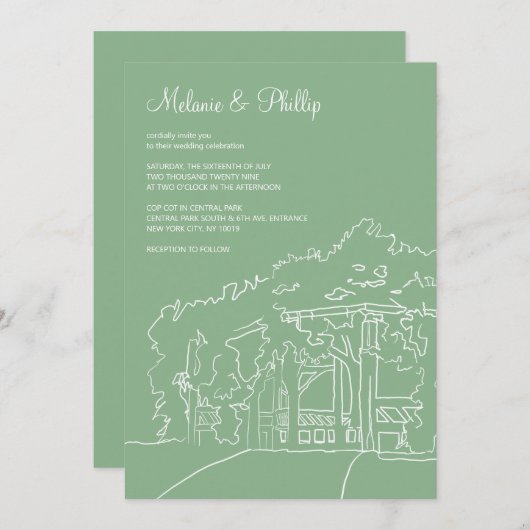 Cop Cot Central Park Wedding Kaart (Voorkant / Achterkant)
