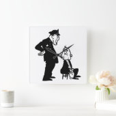 Cop en inbreker vierkante klok (Huis)