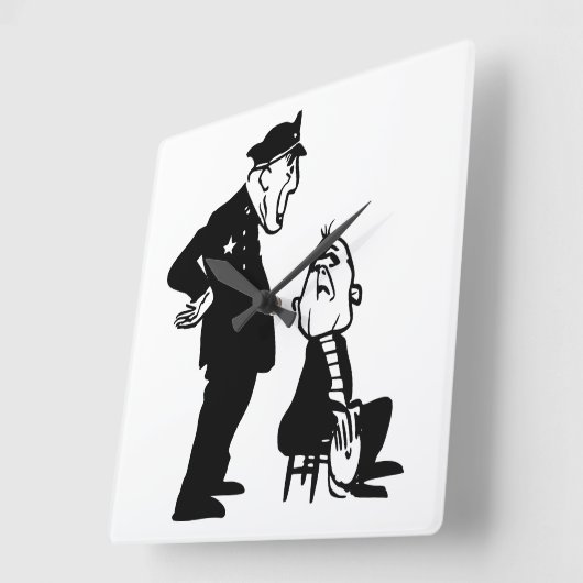 Cop en inbreker vierkante klok (Hoek)