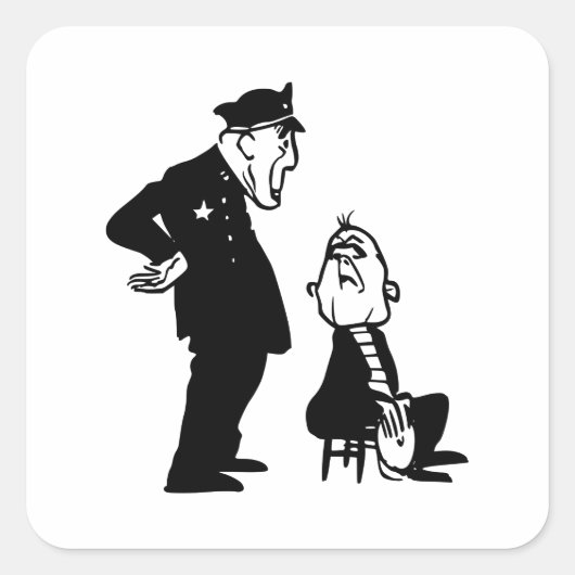Cop en inbreker vierkante sticker (Voorkant)