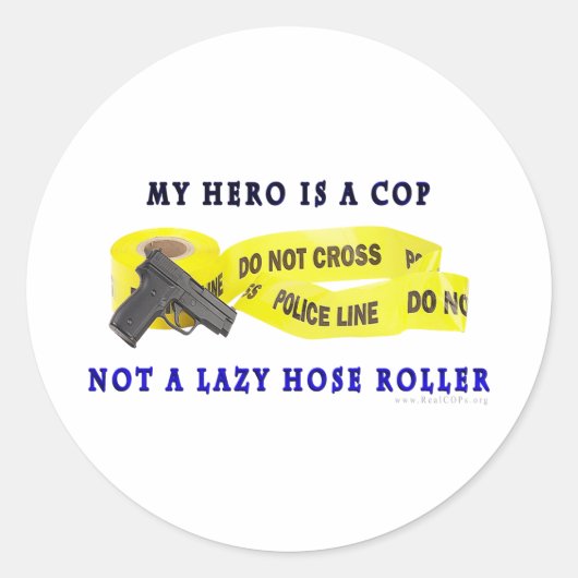 COP Hero Politie Ronde Sticker (Voorkant)
