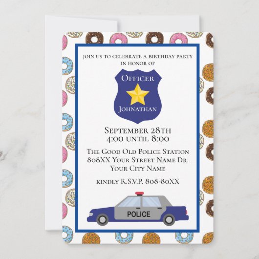 Cop Party met Donuts Kaart (Voorkant)