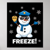 Cop Snowman bevriest kerstfeest Kerstmis Poster (Voorkant)