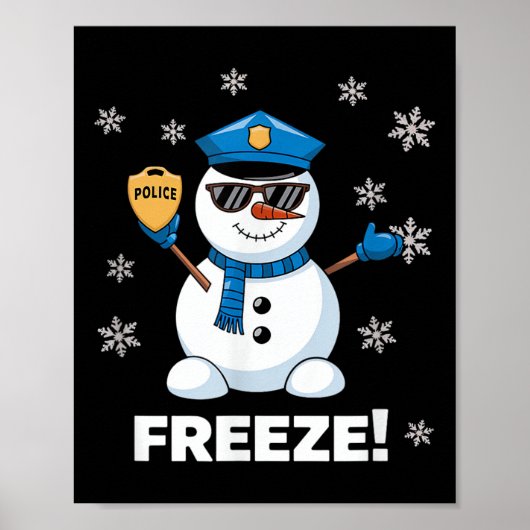 Cop Snowman bevriest kerstfeest Kerstmis Poster (Voorkant)