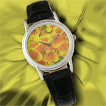 Copa de Oro Horloge<br><div class="desc">Schilderij "Copa de Oro" Collectie Pas een fantastische Women's Classic Leather Watch van eWatchFactory. Een echt lederen band omhelst je pols en een gelegeerd hoesje beschermt het horlogegezicht. Personaliseer op de productpagina of klik op de knop "Aanpassen" voor meer ontwerpopties. Ontwerp gemaakt van mijn schilderij "Copa de Oro", waarbij een...</div>