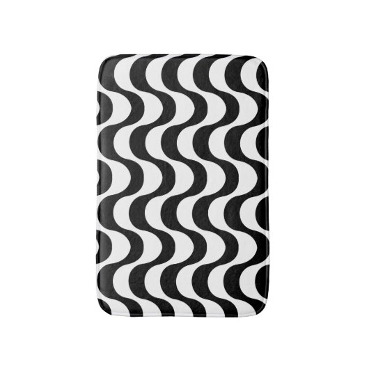 Copacabaanpatroon zwart-wit badmat (Voorkant Verticaal)