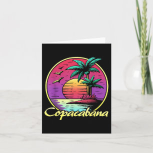 Copacabana. 80s Palm Sunset. Tropisch strand zomer Kaart