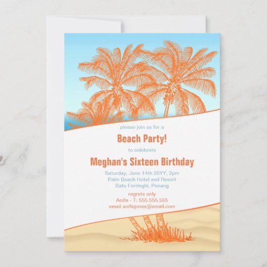 Copacabana Beach en Coconut Trees Party Kaart (Voorkant)