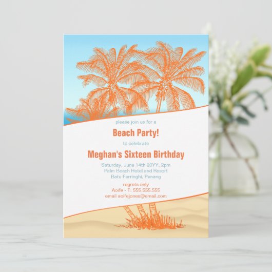 Copacabana Beach en Coconut Trees Party Kaart (Staand voorkant)