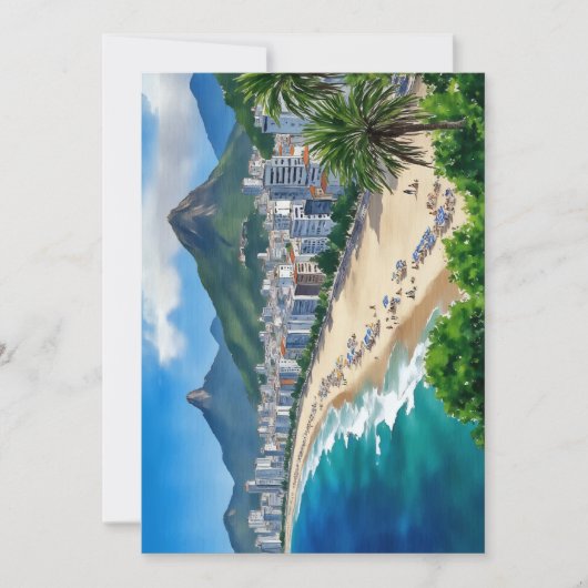 Copacabana Beach Rio Brazi Waterverf Briefkaart (Voorkant)