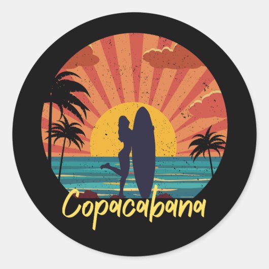 Copacabana Beach Ronde Sticker (Voorkant)