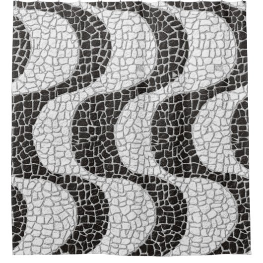 Copacabana Sidewalk Brazilian pattern Douchegordijn (Voorkant)
