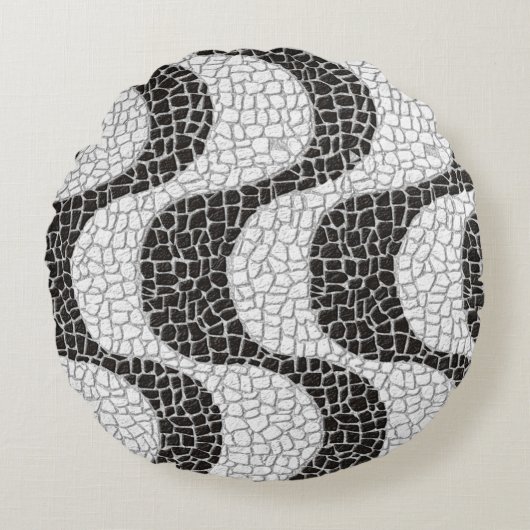 Copacabana Sidewalk Brazilian pattern Rond Kussen (Voorkant)