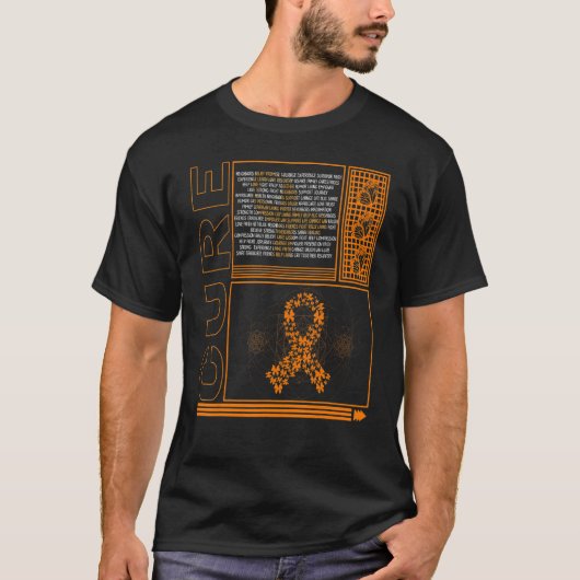 COPD Awareness Cure COPD Oranje Ribbon Butterfly L T-shirt (Voorkant)