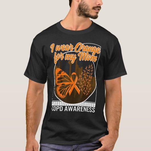 COPD Awareness I Draag Oranje for My Mam Butterfly T-shirt (Voorkant)