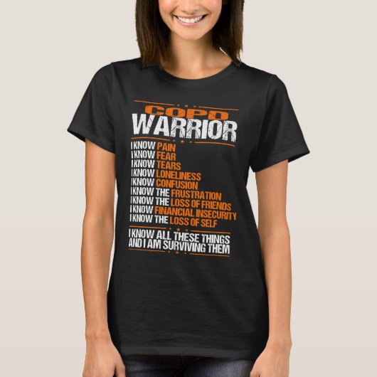 COPD Awareness I know Pain Oranje Ribbon T-shirt (Voorkant)