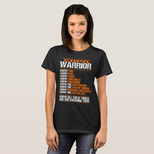 COPD Awareness I know Pain Oranje Ribbon T-shirt (Voorkant volledig)