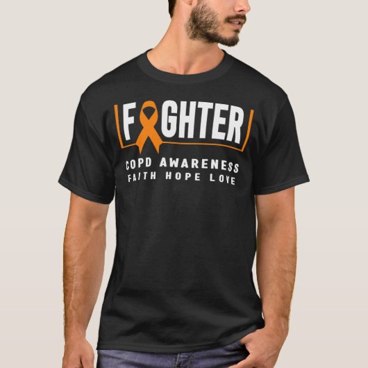 COPD Awareness Oranje Ribbon COPD Fighter T-shirt (Voorkant)