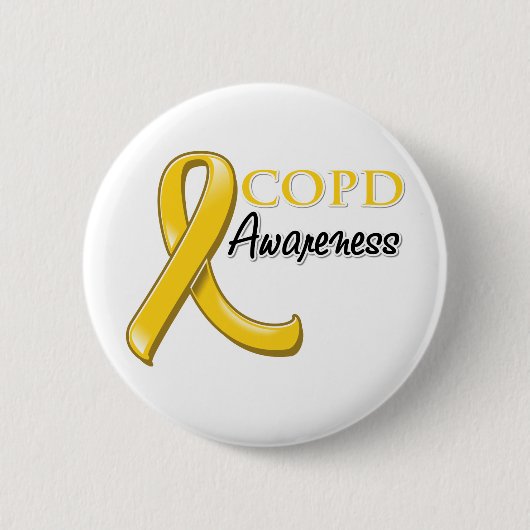 COPD Awareness Ribbon (Gold Ribbon) Ronde Button 5,7 Cm (Voorkant)