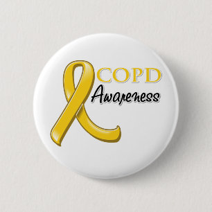 COPD Awareness Ribbon (Gold Ribbon) Ronde Button 5,7 Cm