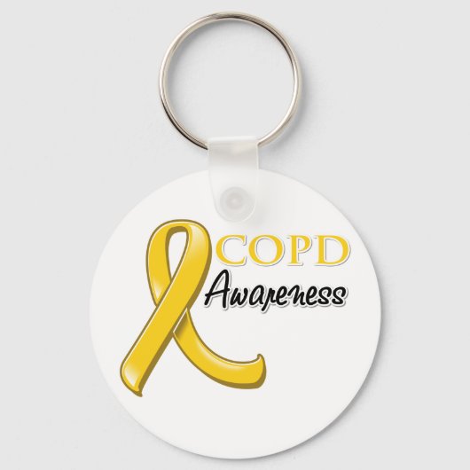 COPD Awareness Ribbon (Gold Ribbon) Sleutelhanger (Voorkant)