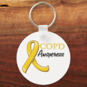 COPD Awareness Ribbon (Gold Ribbon) Sleutelhanger (Voorkant)