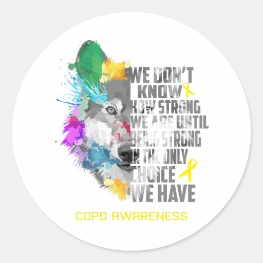 COPD Awareness Ribbon Support Giften Ronde Sticker (Voorkant)