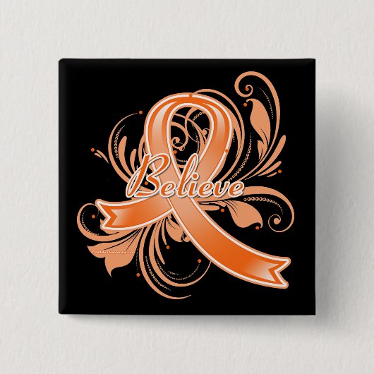 COPD Believe Flourish Ribbon v2 Vierkante Button 5,1 Cm (Voorkant)