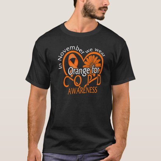 COPD-bewustzijn in november Draag we Oranje lint T-shirt (Voorkant)