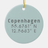 Copenhagen Breedtegraad Lengtegraad Keramisch Ornament (Voorkant)