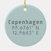 Copenhagen Breedtegraad Lengtegraad Keramisch Ornament (Achterkant)
