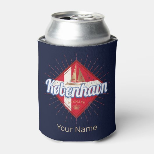 Copenhagen Capital Denmark Retro Sailing Ship Blikjeskoeler (Blikje Voorkant)