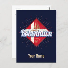 Copenhagen Capital Denmark Retro Sailing Ship Briefkaart