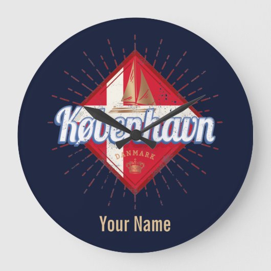 Copenhagen Capital Denmark Retro Sailing Ship Grote Klok (Voorkant)
