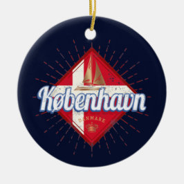 Copenhagen Capital Denmark Retro Sailing Ship Keramisch Ornament