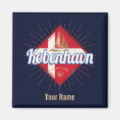 Copenhagen Capital Denmark Retro Sailing Ship Magneet (Voorkant)