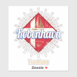 Copenhagen Capital Denmark Retro Sailing Ship Sticker