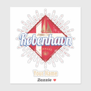 Copenhagen Capital Denmark Retro Sailing Ship Sticker