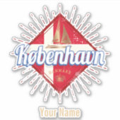 Copenhagen Capital Denmark Retro Sailing Ship Sticker (Voorkant)